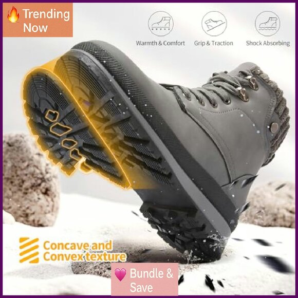 Women's Waterproof Combat Boots Platform Ankle Boots Non-Slip Winter - Picture 5 of 8